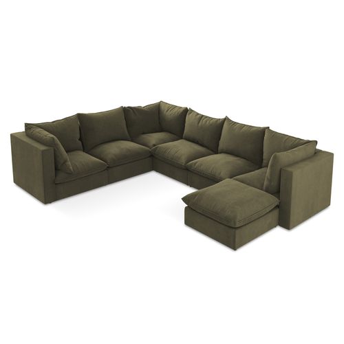 Canapé Panoramique 5 Places Modulaire Manao En Tissu Texturé Olive