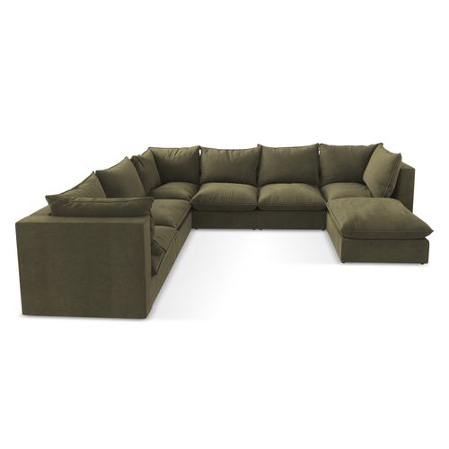 Canapé Panoramique 5 Places Modulaire Manao En Tissu Texturé Olive