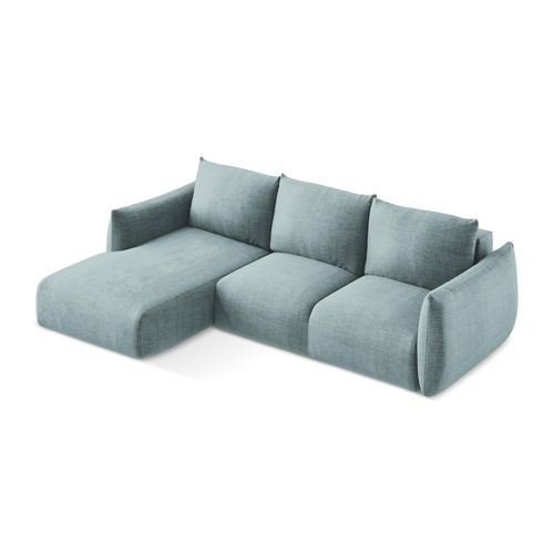 Canapé D’angle 3 Places Gauche Convertible Leila En Tissu Texturé Jeans