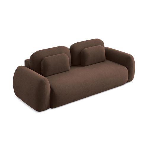 Canapé 3 Places Convertible Lohi En Tissu Bouclette Taupe
