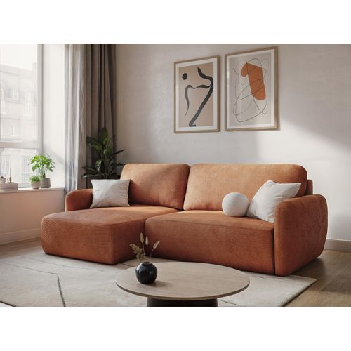 Canapé D'angle Droit Convertible Lilo En Tissu Chenille Noir