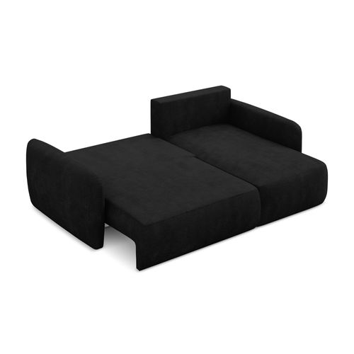Canapé D'angle Droit Convertible Lilo En Tissu Chenille Noir