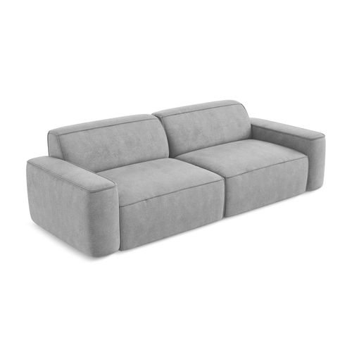 Canapé Modulable 4 Places Omao En Tissu Chenille Gris Clair