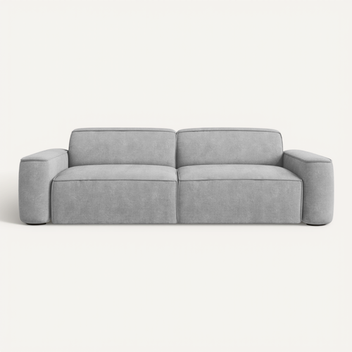 Canapé Modulable 4 Places Omao En Tissu Chenille Gris Clair