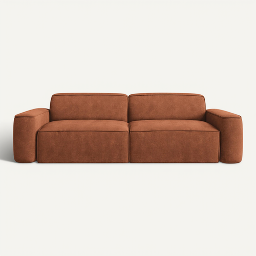 Canapé Modulable 4 Places Omao En Tissu Chenille Terre Cuite