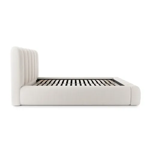 Lit coffre 160x200 cm velours beige ENOVIA vue de profil