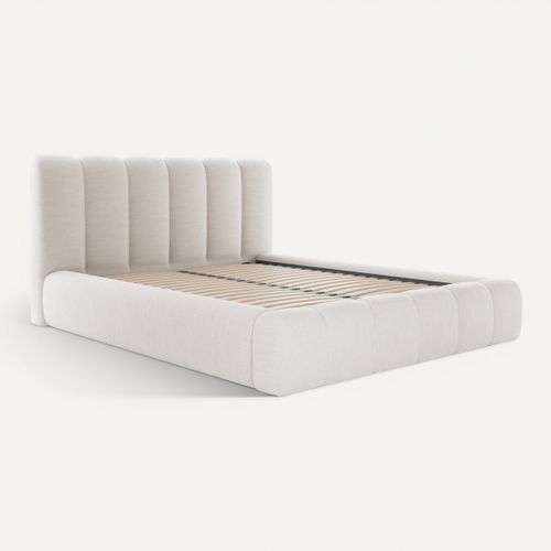 Lit coffre 160x200 cm velours beige ENOVIA vue 3/4
