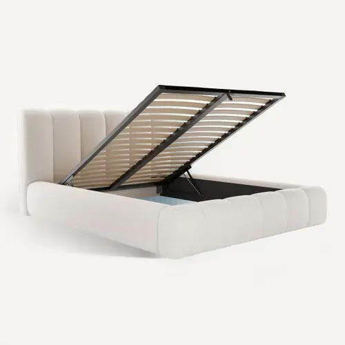 Lit coffre 180x200 cm velours beige ENOVIA