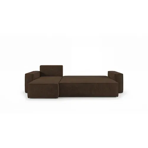 Canapé D'angle California Mini Gauche Marron Velours Côtelé Poso 6 Fonction Couchage