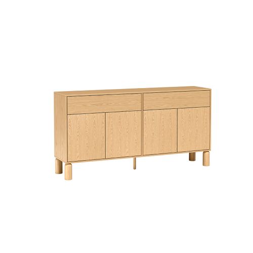 Commode Large Soria 1, 180 Cm, 4 Portes, 2 Tiroirs, Chêne Bookmatch