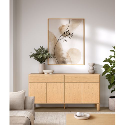 Commode Large Soria 1, 180 Cm, 4 Portes, 2 Tiroirs, Chêne Bookmatch