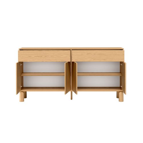 Commode Large Soria 1, 180 Cm, 4 Portes, 2 Tiroirs, Chêne Bookmatch