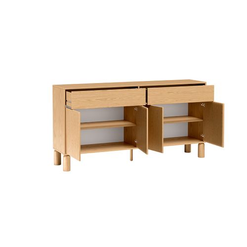 Commode Large Soria 1, 180 Cm, 4 Portes, 2 Tiroirs, Chêne Bookmatch