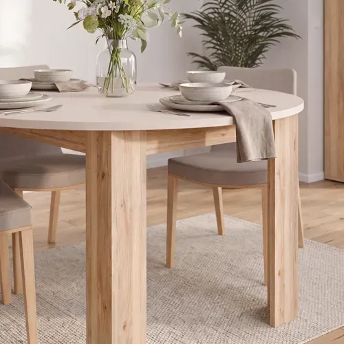 Table ronde Unik Imitation chêne / Grège vue détaillée