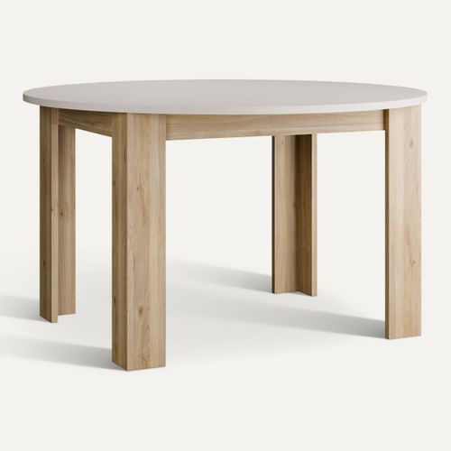 Table ronde Unik Imitation chêne / Grège vue 3/4