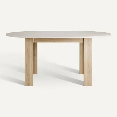 Table ronde Unik Imitation chêne / Grège