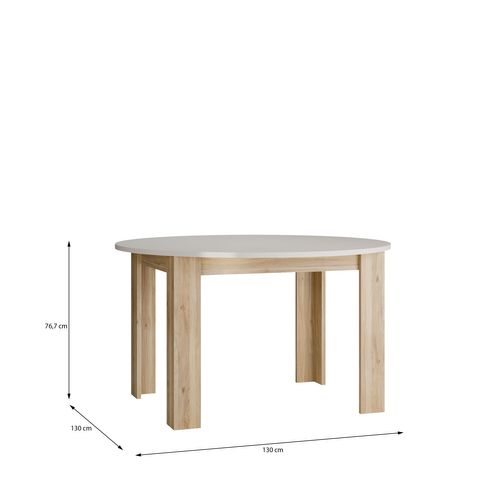 Table ronde Unik Imitation chêne / Grège