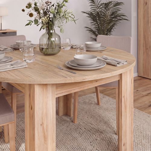 Table ronde Unik Imitation chêne vue détaillée