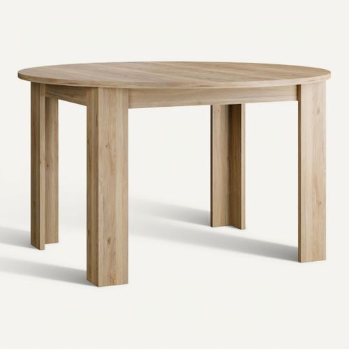 Table ronde Unik Imitation chêne vue 3/4