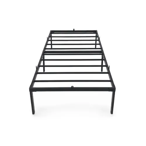 Cadre De Lit Pliable En Métal 90x190 Cm Sommier Noir Lit D'appoint 6 Pieds 10 Lattes
