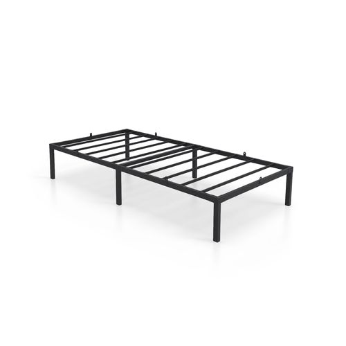 Cadre De Lit Pliable En Métal 90x190 Cm Sommier Noir Lit D'appoint 6 Pieds 10 Lattes