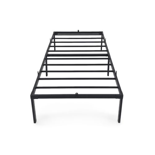Cadre De Lit Pliable En Métal 90x200 Cm Sommier Noir Lit D'appoint 6 Pieds 10 Lattes