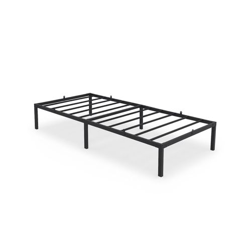 Cadre De Lit Pliable En Métal 90x200 Cm Sommier Noir Lit D'appoint 6 Pieds 10 Lattes