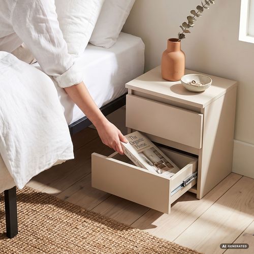 Table De Chevet Cl2 Cachemire 40 Cm 2 Tiroirs 40x35x40 Cm