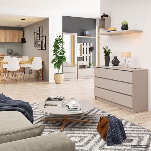 Commode K120 Cachemire 120 Cm 6 Tiroirs 120x40x77 Cm