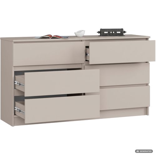 Commode K140 Cachemire 138 Cm 6 Tiroirs 138x40x77 Cm