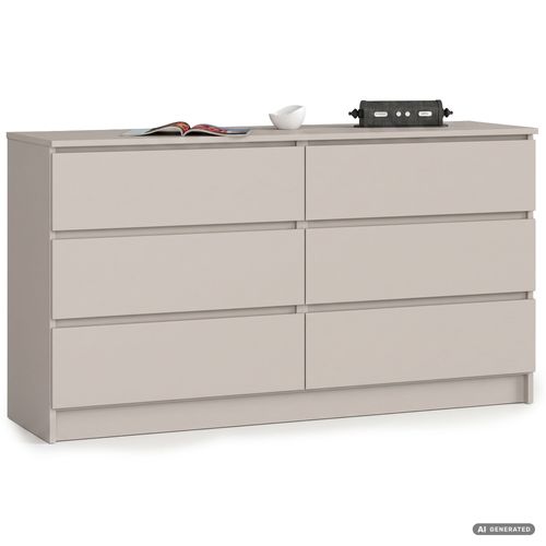 Commode K140 Cachemire 138 Cm 6 Tiroirs 138x40x77 Cm