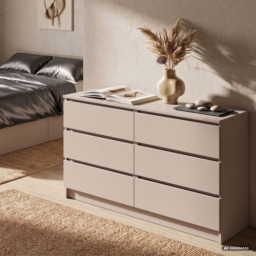 Commode K140 Cachemire 138 Cm 6 Tiroirs 138x40x77 Cm