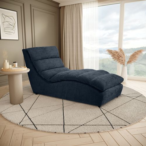 Méridienne San Remo En Tissu Chenille, Bleu Foncé
