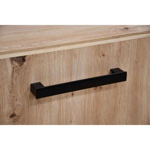 Set De Vestiaire LIVIA - Armoire Avec Cintres Et Miroir 207 cm, Chêne Artisanal + Noir, Côté Droite