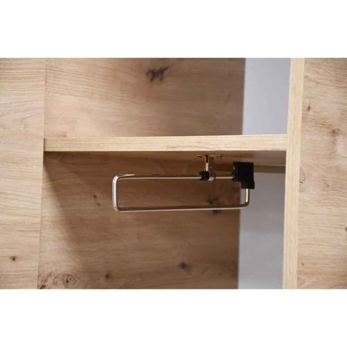 Set De Vestiaire LIVIA - Armoire Avec Cintres Et Miroir 207 cm, Chêne Artisanal + Noir, Côté Droite