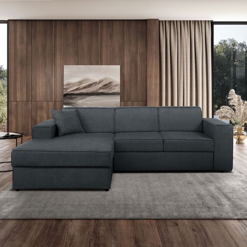 Canapé D'angle Convertible Pedro L, 267 Cm, Graphite, Côté Gauche