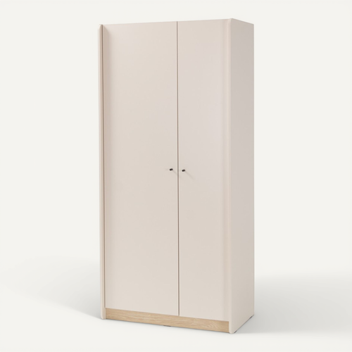 Armoire Alex, 2 Portes, 90×195 Cm, Avec Tringle à Vêtements Et 8 Étagères, Couleur : Beige Sable