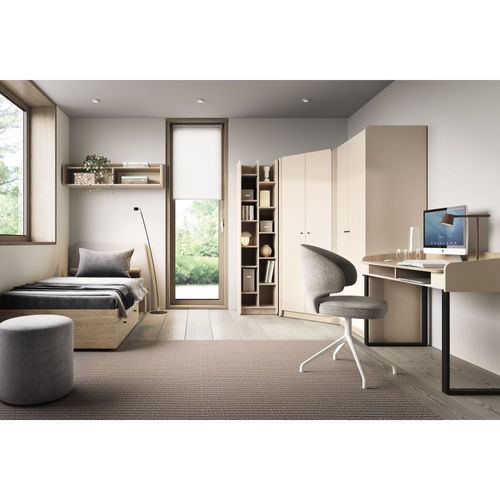 Armoire Alex, 2 Portes, 90×195 Cm, Avec Tringle à Vêtements Et 8 Étagères, Couleur : Beige Sable