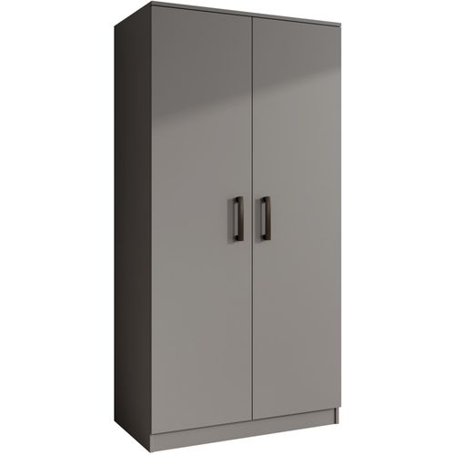 Armoire Trend 2 Portes 90 Cm Graphite  – Penderie, 5 Étagères