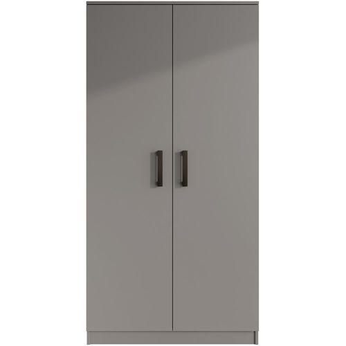 Armoire Trend 2 Portes 90 Cm Graphite  – Penderie, 5 Étagères