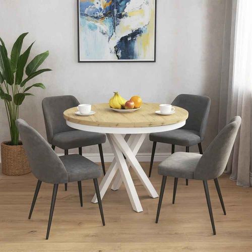 Table Ronde 140 Table Ronde Kris Ø 100–140 cm Extensible, Pieds En Métal, Style Loft ...
