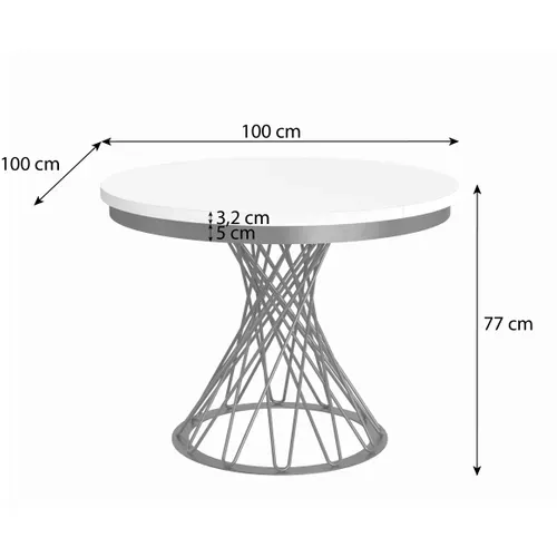 Table Ronde Laura Ø 100–140 Cm Extensible, Pieds En Métal, Style Loft, Couleur : Cachemire/noir