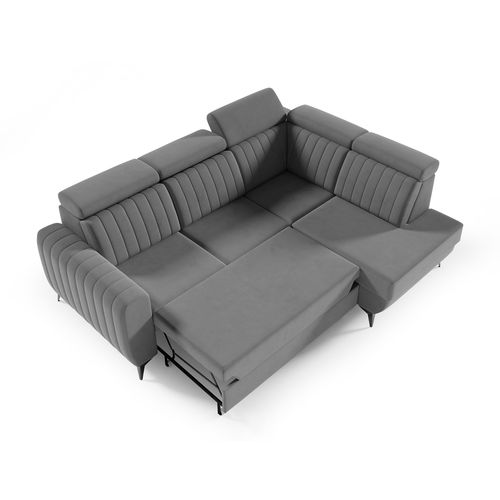 Canapé D’angle Connor II Convertible Avec Coffre - Pouf Droit - Gris