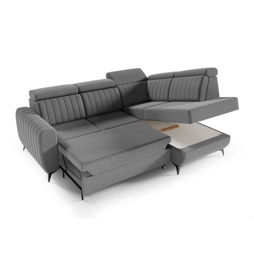 Canapé D’angle Connor II Convertible Avec Coffre - Pouf Droit - Gris