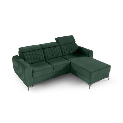 Canapé D’angle Connor I Convertible Avec Coffre - Ottomane Universelle - Verte Foncé