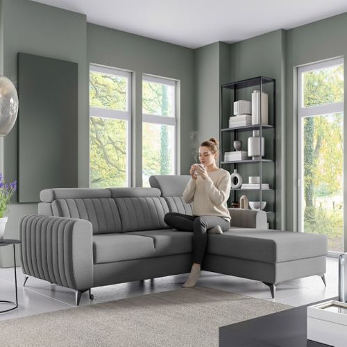 Canapé D’angle Connor I Convertible Avec Coffre - Ottomane Universelle - Verte Foncé