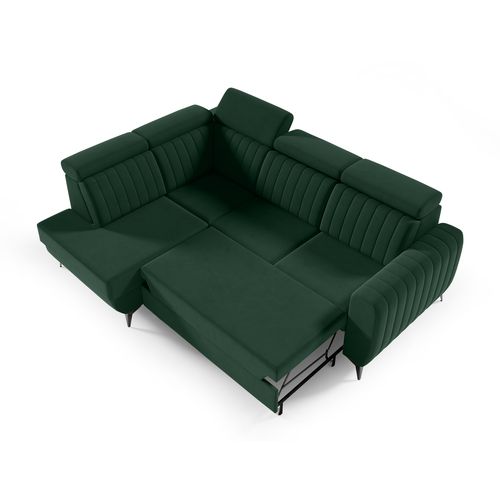 Canapé D’angle Connor II Convertible Avec Coffre - Ottomane Gauche - Verte Foncé