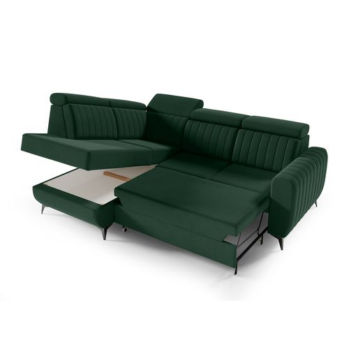 Canapé D’angle Connor II Convertible Avec Coffre - Ottomane Gauche - Verte Foncé