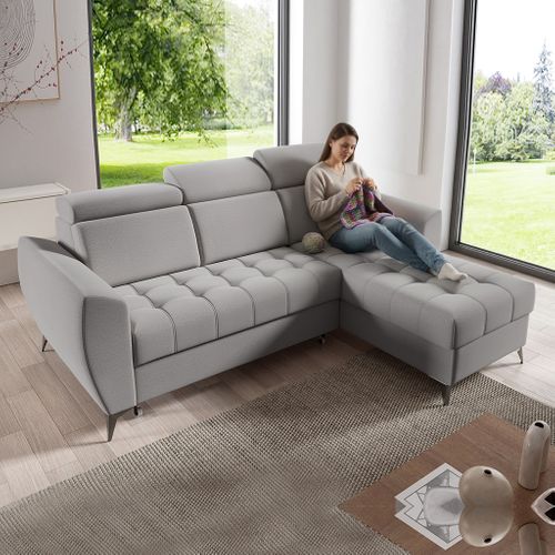 Canapé D’angle Aurora I Convertible Avec Appuie-têtes Réglables - Graphite