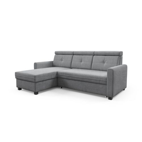 Canapé D’angle Milano Convertible Avec Coffre - Ottomane Gauche - Gris Clair